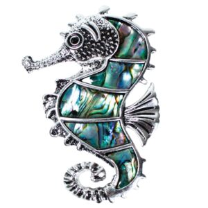 seahorse cabinet knobs with pearl in silver for coastal decor - abalone drawer knob