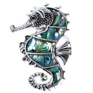 Seahorse Cabinet Knobs with Pearl in Silver for Coastal Decor - Abalone Drawer Knob