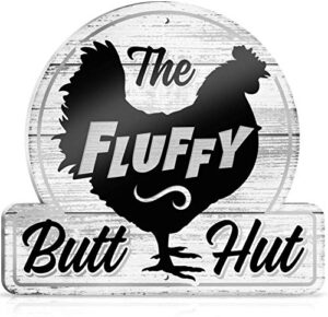 bigtime signs fluffy butt hut pvc 12"x11'' - quirky chicken coop accessories - gifts for chicken enthusiasts - humorous signs for nesting boxes and feeders - fun and functional chicken lover's decor