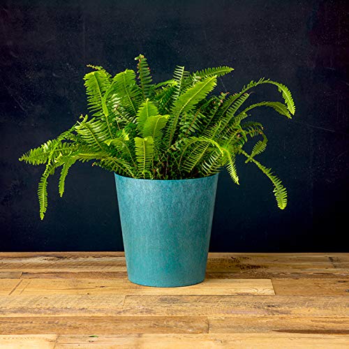 Novelty 63099 Metallic Cache Pot Round Planter, Slate