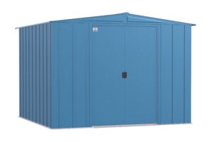 arrow classic steel storage shed, 8x8, blue grey