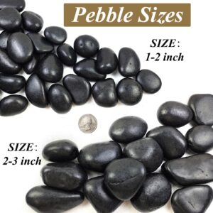 FANTIAN 5 LB Black Pebbles for Indoor Plants, 1-2 Inch Decorative Black River Rocks for Plants, Garden Landscaping, Potted Plant, Vase Filler, Yard Walkway, Paving Rocks and Outdoor Decorative Stones