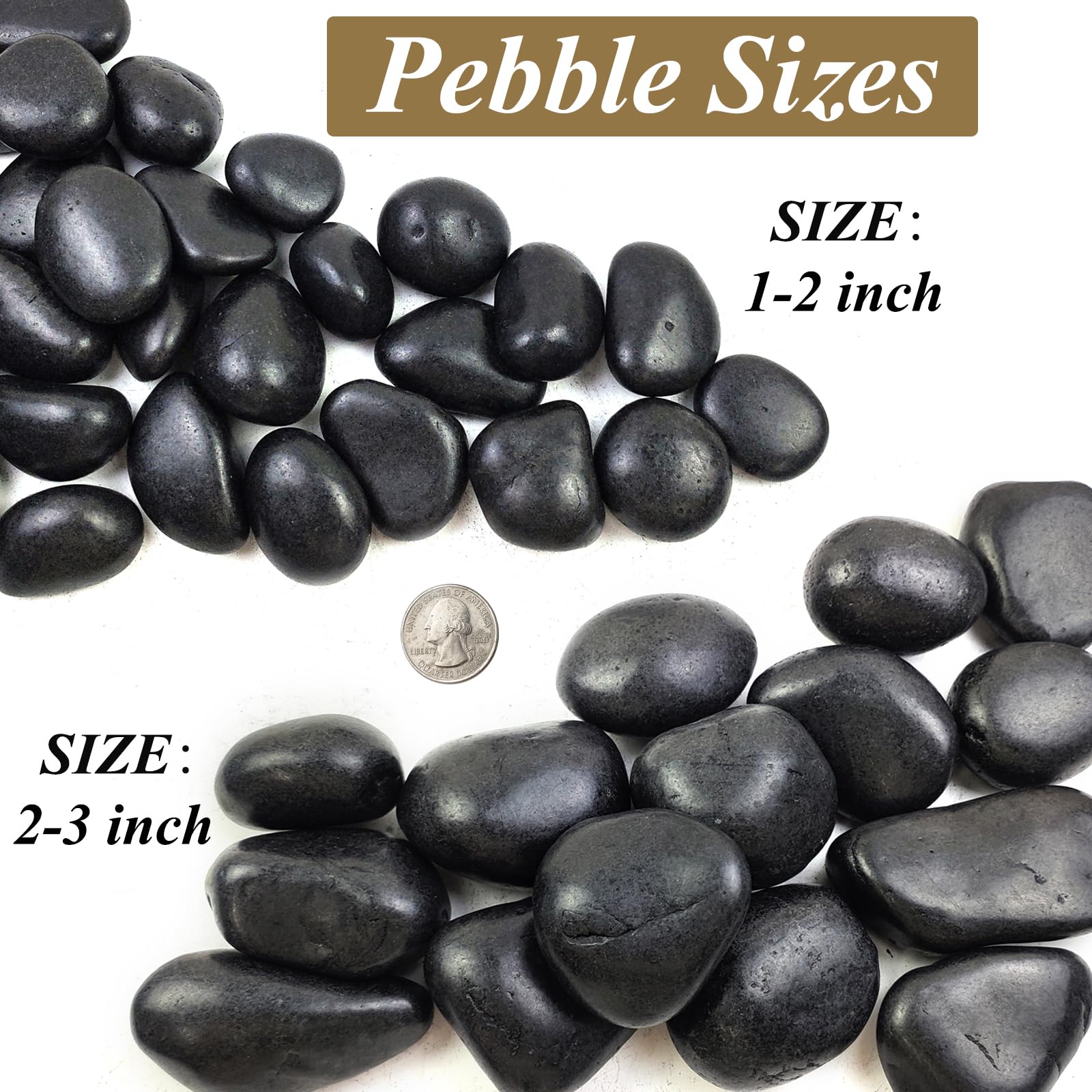 FANTIAN 5 LB Black Pebbles for Indoor Plants, 1-2 Inch Decorative Black River Rocks for Plants, Garden Landscaping, Potted Plant, Vase Filler, Yard Walkway, Paving Rocks and Outdoor Decorative Stones