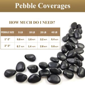 FANTIAN 5 LB Black Pebbles for Indoor Plants, 1-2 Inch Decorative Black River Rocks for Plants, Garden Landscaping, Potted Plant, Vase Filler, Yard Walkway, Paving Rocks and Outdoor Decorative Stones