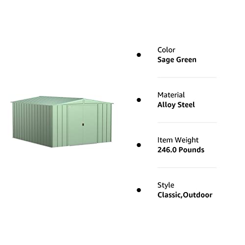 Arrow Classic Steel Storage Shed, 10x12, Sage Green