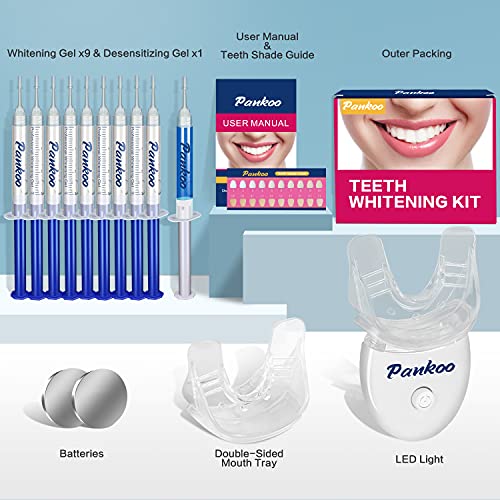 Teeth Whitening Kit with LED Light, 10X Teeth Whitening Gels, 2X Silicone Mouth Trays, Whiten Effectively in 15 Minutes Without Sensitivity, 1-9 Shades Whiter in 1-2 Weeks, 2-3X Faster Than Strips