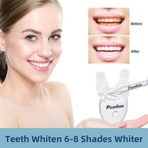 Teeth Whitening Kit with LED Light, 10X Teeth Whitening Gels, 2X Silicone Mouth Trays, Whiten Effectively in 15 Minutes Without Sensitivity, 1-9 Shades Whiter in 1-2 Weeks, 2-3X Faster Than Strips