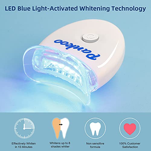 Teeth Whitening Kit with LED Light, 10X Teeth Whitening Gels, 2X Silicone Mouth Trays, Whiten Effectively in 15 Minutes Without Sensitivity, 1-9 Shades Whiter in 1-2 Weeks, 2-3X Faster Than Strips