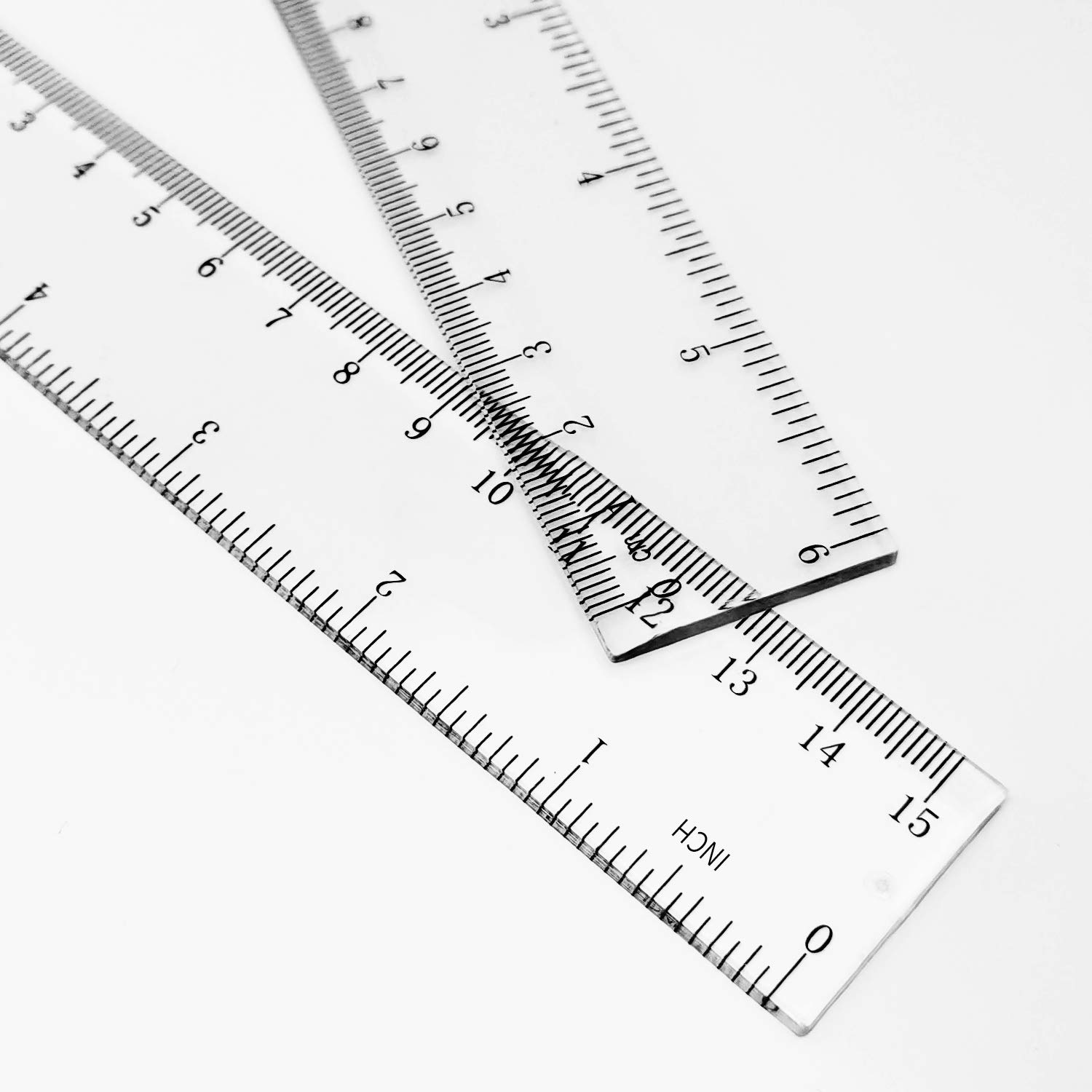 6 Pack 6 Inch Ruler Plastic Ruler Straight Ruler Plastic Measuring Tool Transparent Ruler Small Ruler with Inches and Metric Measuring for Student School Office (Clear, 15cm)