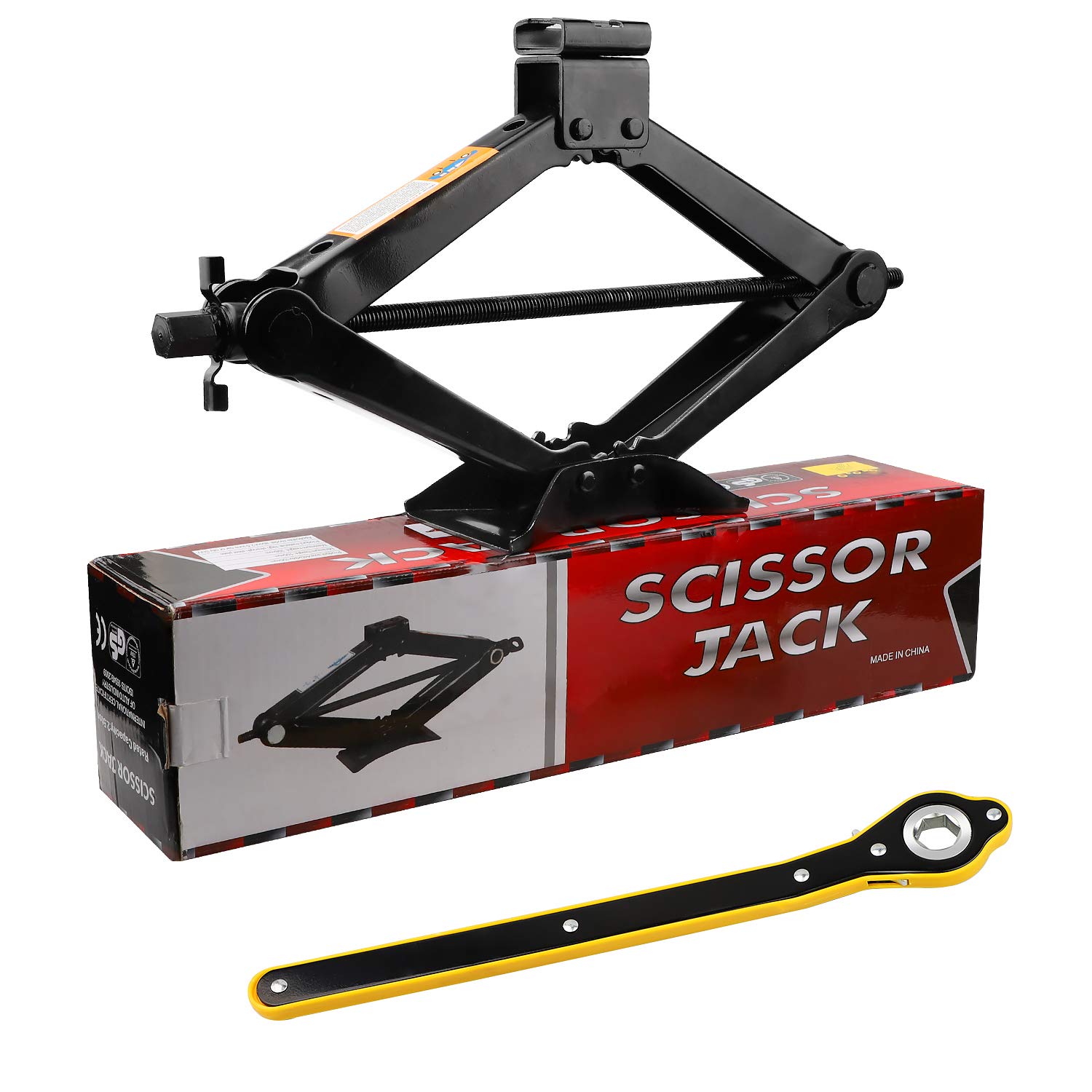 CPROSP Scissor Jack 2 Tons(4,409 lbs) Capacity with Ratchet Handle Effort Saving Just for Emergency Use, not for Weekly Projects