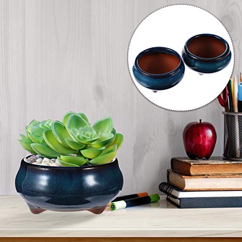 Yardwe 2pcs Purple Clay Flower Pot Pottery Planters Glazed Plant Pots Planters for Indoor Plants Succulent Flowerpot Ceramic Garden Pots Chinese Planter Pot Flowers Ceramics Planer