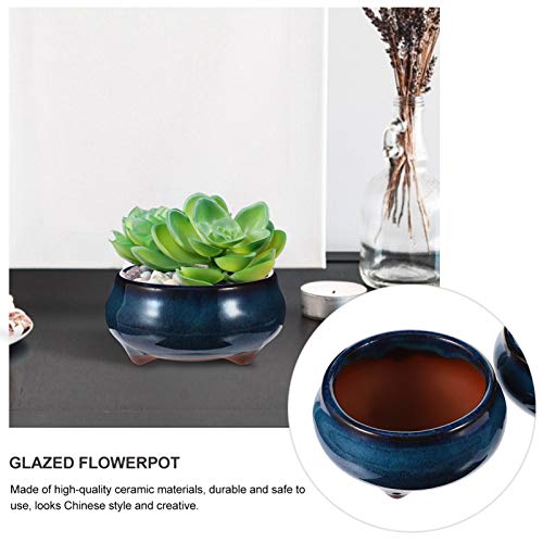 Yardwe 2pcs Purple Clay Flower Pot Pottery Planters Glazed Plant Pots Planters for Indoor Plants Succulent Flowerpot Ceramic Garden Pots Chinese Planter Pot Flowers Ceramics Planer