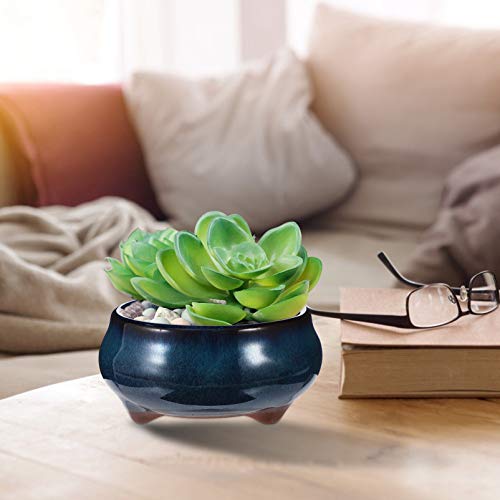 Yardwe 2pcs Purple Clay Flower Pot Pottery Planters Glazed Plant Pots Planters for Indoor Plants Succulent Flowerpot Ceramic Garden Pots Chinese Planter Pot Flowers Ceramics Planer