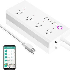 Smart Power Strip, WiFi Surge Protector, Voice Control Compatible with Alexa & Google Assistant, 4 AC Outlets 4 USB Port, APP Individual Control, Timer Schedule