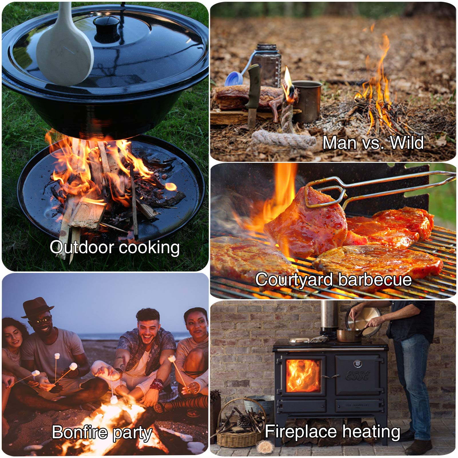 GOLDACE100% Windproof, Rainproof and Moisture- Emergency Surviva Kits| Long-Lasting Fire Starters for Campfires| Camping Cooking Kindling Tinder| fire Rope Hemp core| Unlimited Shelf Life
