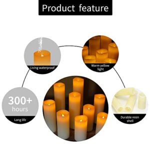 Baleid Flameless Candles Battery Operated 4" 5" 6" 7" 8" 9" Set of 9 Ivory White Real Wax Pillar LED Candles with Remote Control, Cycling 24 Hours Timer