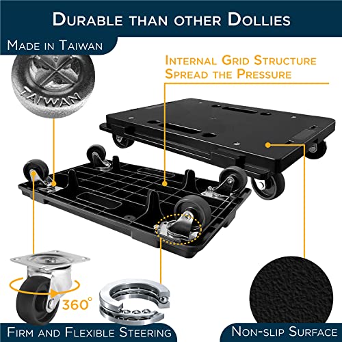 EnnovaTools Furniture Dolly for Moving 2 Pack , Multi-Functional Heavy Duty Interlocking Rolling Mover with Wheels, 450 LBs Capacity, Made in Taiwan