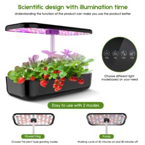 Hydroponics Growing System, EZORKAS 12 Pods Indoor Herb Garden Starter Kit with LED Grow Light, Smart Germination Kit Garden Planter for Family Home Kitchen with Cycle Timing Function