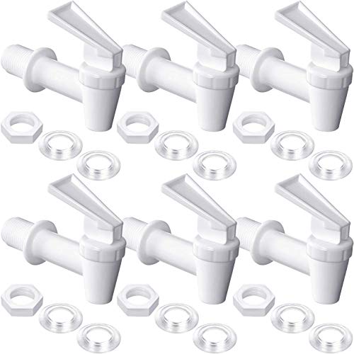 6 Pieces Replacement Cooler Faucet White Water Dispenser Tap Set，BPA Free Plastic Spigot By VitaLifePower