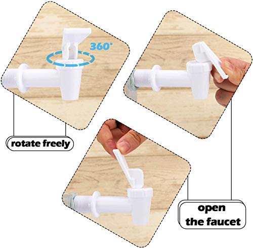 6 Pieces Replacement Cooler Faucet White Water Dispenser Tap Set，BPA Free Plastic Spigot By VitaLifePower