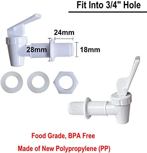 6 Pieces Replacement Cooler Faucet White Water Dispenser Tap Set，BPA Free Plastic Spigot By VitaLifePower