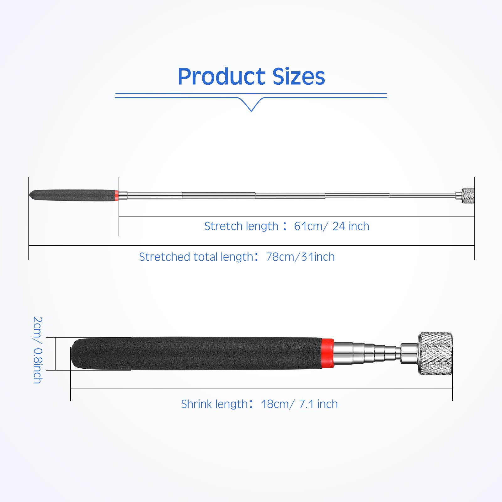 Telescoping Magnetic Pickup Tool 15 Lbs Magnetic Pick-up Grabber 30 Inch Telescoping Magnet Stick Retrieval Tool for Men Father's Birthday Day Thanksgiving and Christmas (2)