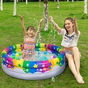 2 Pack 45'' Unicorn Rainbow & Rainbow Inflatable Kiddie Pool Set, Family Swimming Pool Water Pool Pit Ball Pool for Kids Toddler Indoor Outdoor Seasonal Merriment