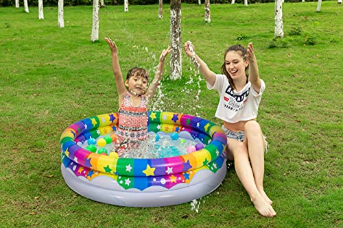 2 Pack 45'' Unicorn Rainbow & Rainbow Inflatable Kiddie Pool Set, Family Swimming Pool Water Pool Pit Ball Pool for Kids Toddler Indoor Outdoor Seasonal Merriment