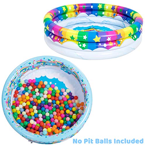 2 Pack 45'' Unicorn Rainbow & Rainbow Inflatable Kiddie Pool Set, Family Swimming Pool Water Pool Pit Ball Pool for Kids Toddler Indoor Outdoor Seasonal Merriment