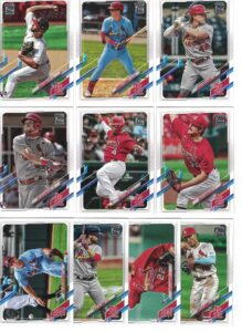st louis cardinals/complete 2021 topps baseball team set (series 1 and 2) with (21) cards. ****plus (10) bonus cardinals cards 2020/2019****