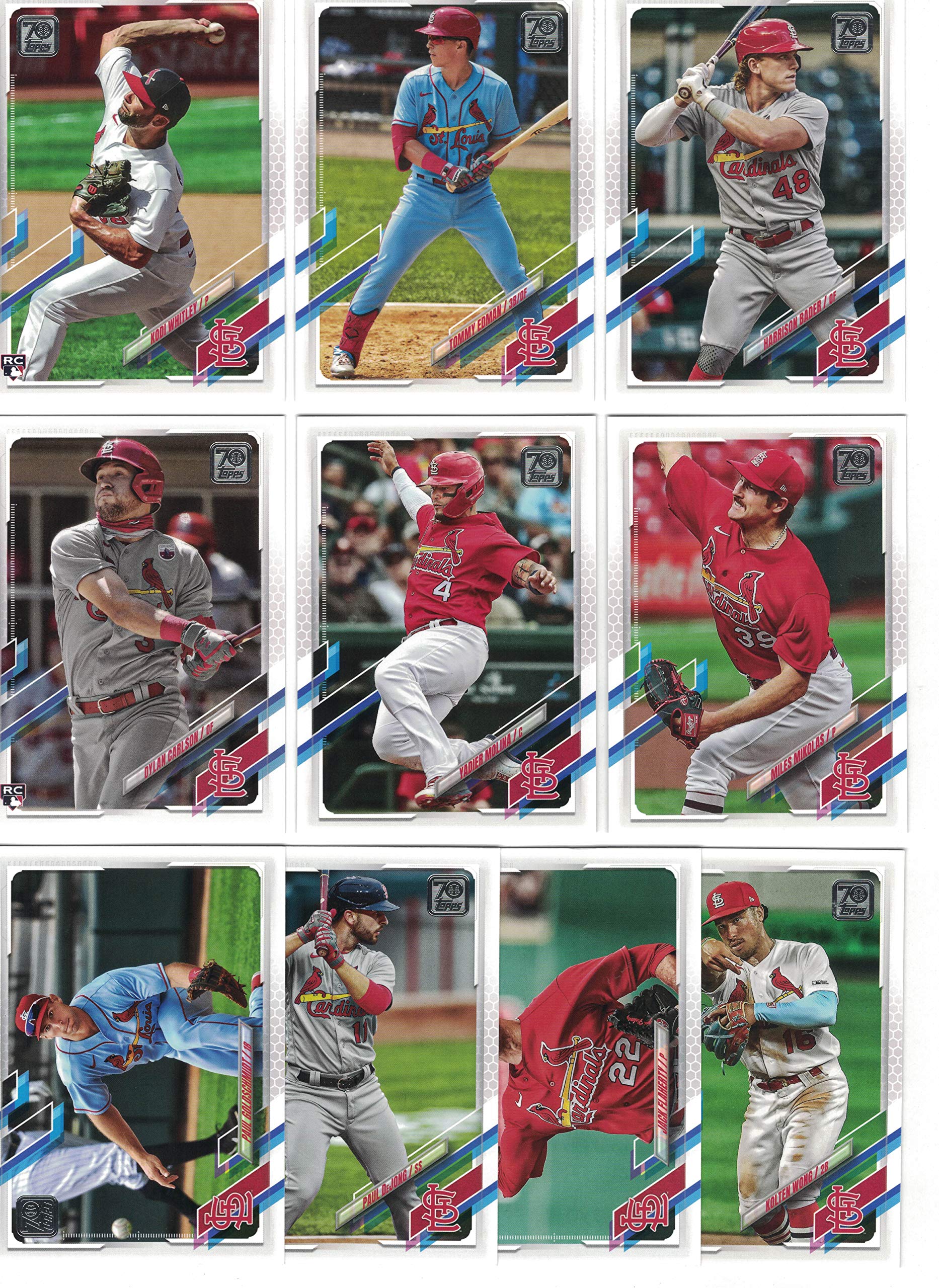 St Louis Cardinals/Complete 2021 Topps Baseball Team Set (Series 1 and 2) with (21) Cards. ****PLUS (10) Bonus Cardinals Cards 2020/2019****