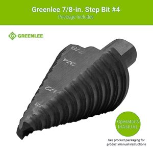 Greenlee GSB04 7/8" Step Bit (#4) Metal Cutter with Patented Split-Step Design, 7/8" Metal Cutting Tool for 1/2" Drill Chucks