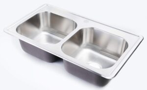 zuhne 33x19 kitchen sink drop in for mobile homes, stainless steel deep double bowl