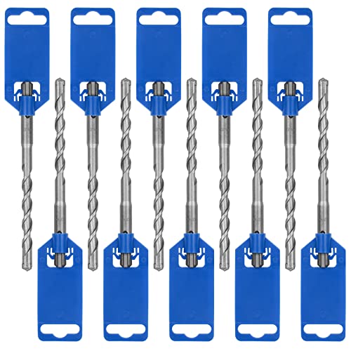 KHCRAFT SDS-plus Rotary Hammer Drill Bits 3/8 In. x 6 In. 10-Piece Rock Carbide Tip 4-Cutter for Brick, Cemet, Stone & Concrete