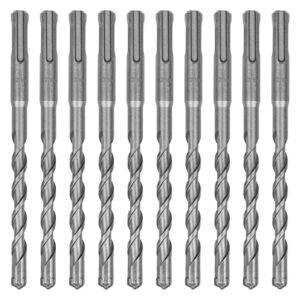 KHCRAFT SDS-plus Rotary Hammer Drill Bits 3/8 In. x 6 In. 10-Piece Rock Carbide Tip 4-Cutter for Brick, Cemet, Stone & Concrete