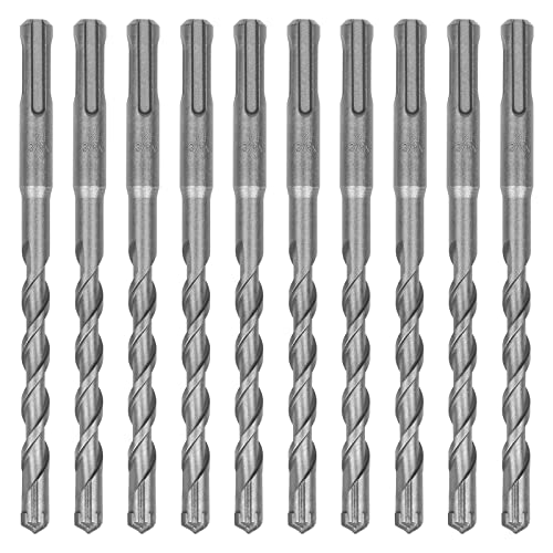 KHCRAFT SDS-plus Rotary Hammer Drill Bits 3/8 In. x 6 In. 10-Piece Rock Carbide Tip 4-Cutter for Brick, Cemet, Stone & Concrete