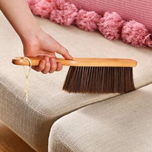 Hand Broom, Dust Brush, Horse Hair Brush with Wood Handle, Duster for Counter, Bench, Car, Furniture, Bed, Woodworking Cleaning