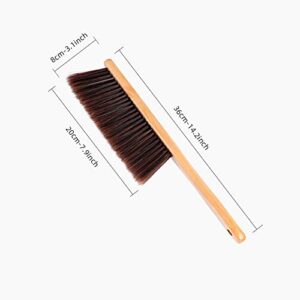 Hand Broom, Dust Brush, Horse Hair Brush with Wood Handle, Duster for Counter, Bench, Car, Furniture, Bed, Woodworking Cleaning