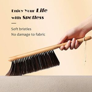 Hand Broom, Dust Brush, Horse Hair Brush with Wood Handle, Duster for Counter, Bench, Car, Furniture, Bed, Woodworking Cleaning