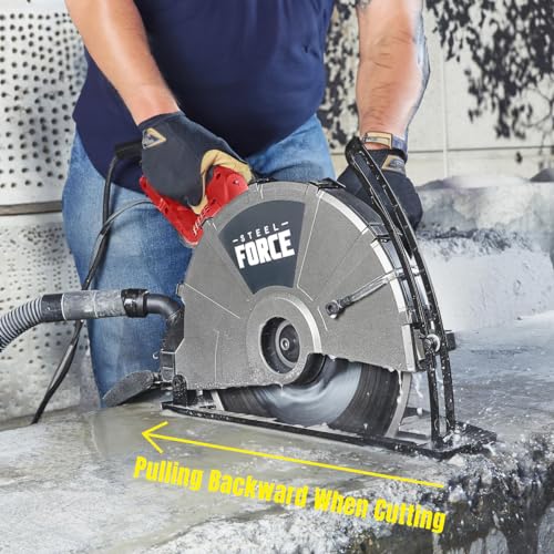Steel Force KPC 3551 Portable 14" Wet/Dry Electric Corded Circular Concrete Saw/Power Angle Cutter 2600W w/Water Line & Guide Roller (With Blade)