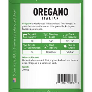 Oregano Seeds for Planting Heirloom Non-GMO Herb Plant Seeds for Home Herb Garden Makes a Great Gift for Gardening by Gardeners Basics