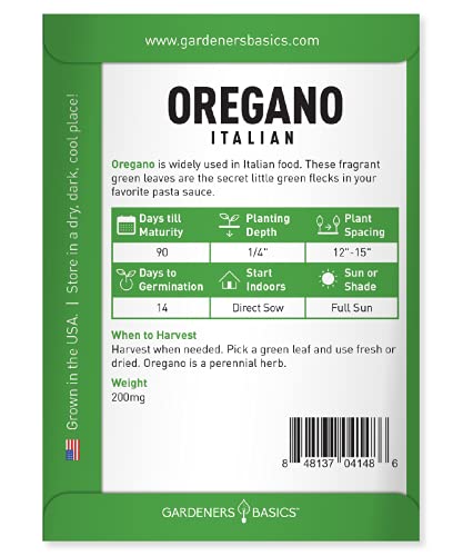 Oregano Seeds for Planting Heirloom Non-GMO Herb Plant Seeds for Home Herb Garden Makes a Great Gift for Gardening by Gardeners Basics
