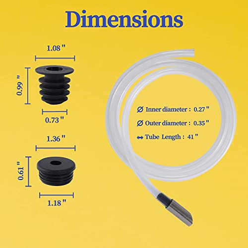 qiwip Sink Soap Dispenser Extension Tube Kit - 41'' Extension Tube with Metal Check Valve,Silicone Stopper and Tube Clamp for Kitchen Sink