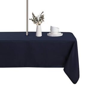lushvida rectangle outdoor tablecloth with umbrella hole and zipper, 60x84 inch navy, washable waterproof table cloth spill proof wrinkle free table cover for patio spring summer picnic bbqs