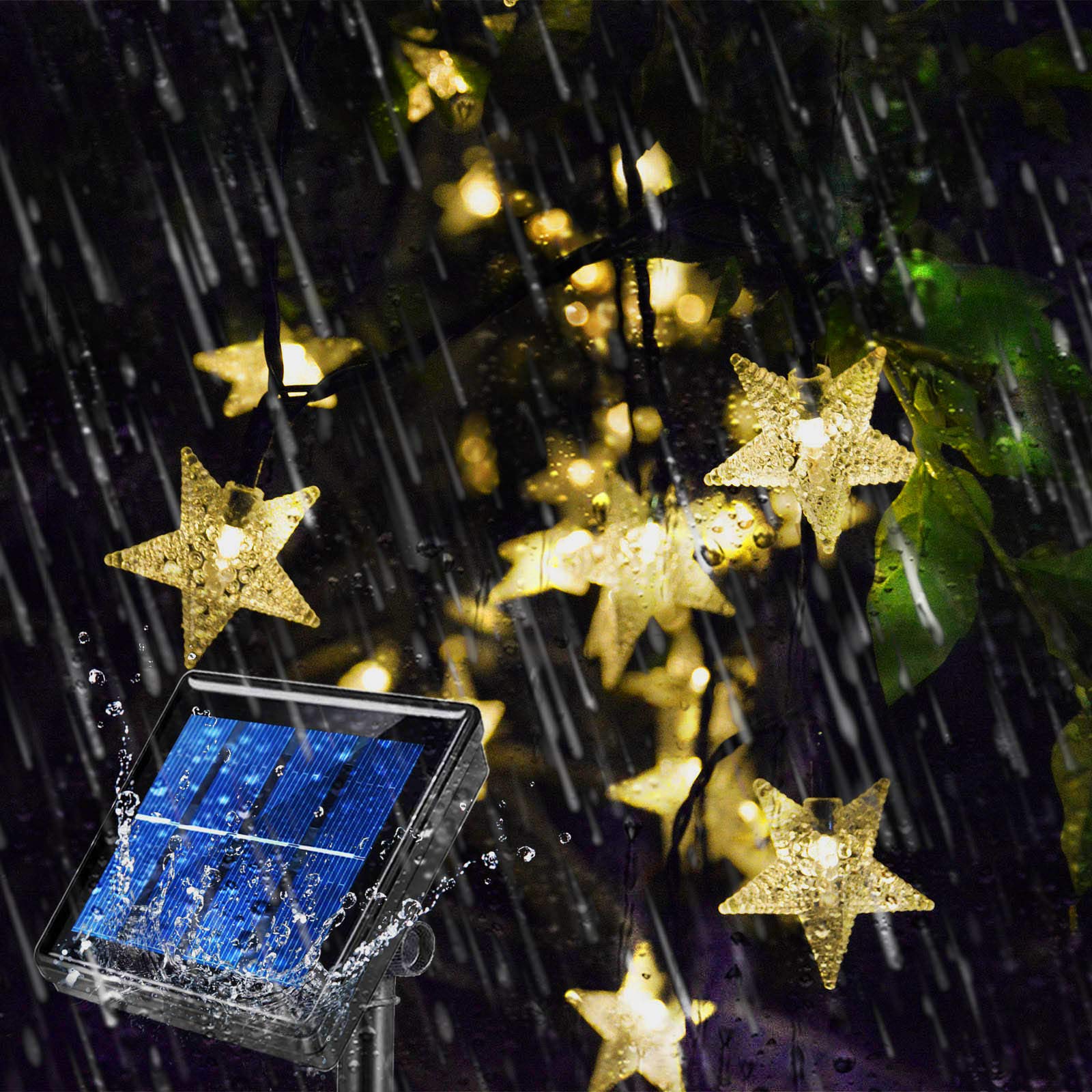 Abkshine 50ft 120 LED Solar Star Fairy Lights, Outdoor Decorative Solar String Lights, Waterproof Ambiance Lighting for Patio Deck,Camper,Gazebo,Girls Themed Room,Garden,Porch,Bush Decor,Warm White