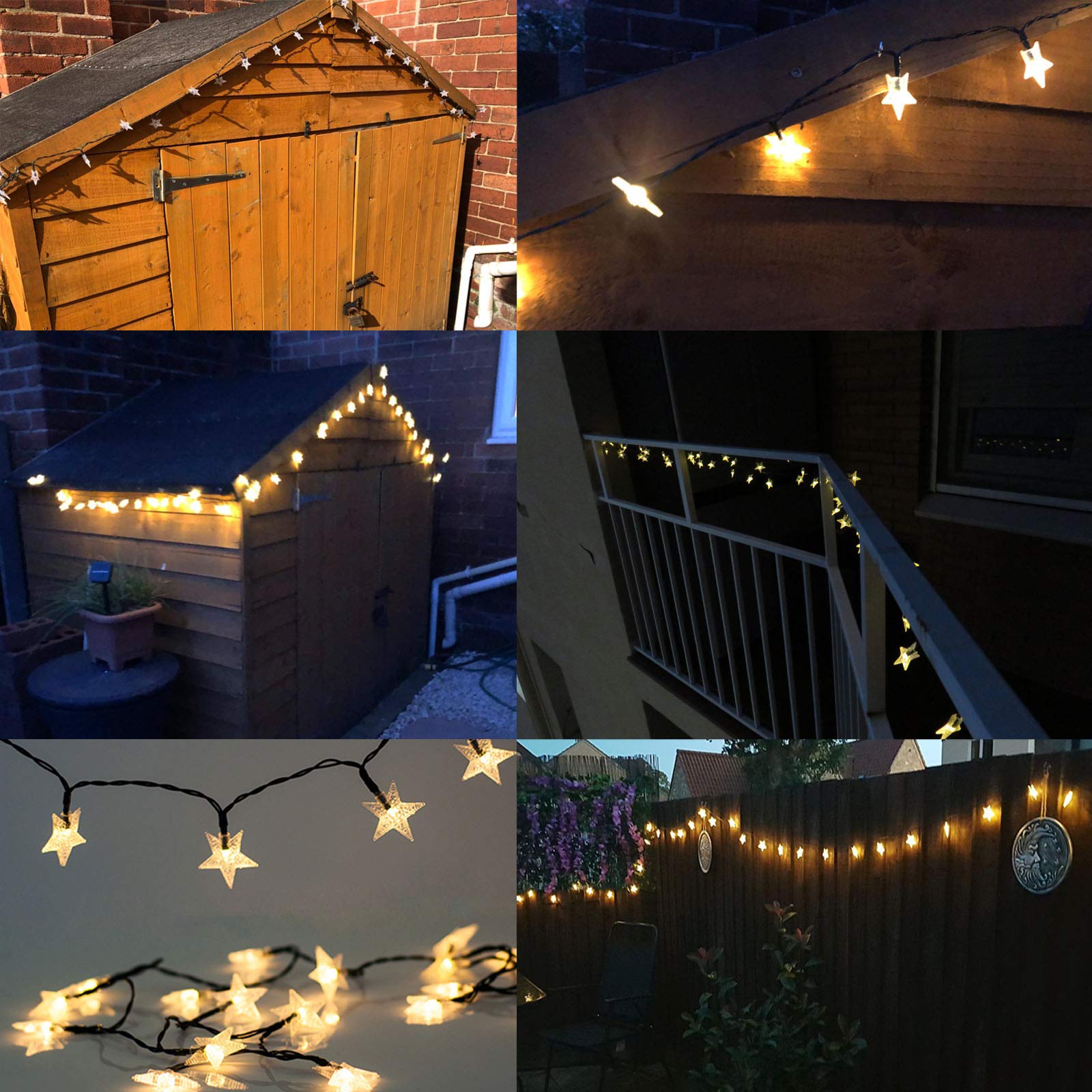 Abkshine 50ft 120 LED Solar Star Fairy Lights, Outdoor Decorative Solar String Lights, Waterproof Ambiance Lighting for Patio Deck,Camper,Gazebo,Girls Themed Room,Garden,Porch,Bush Decor,Warm White