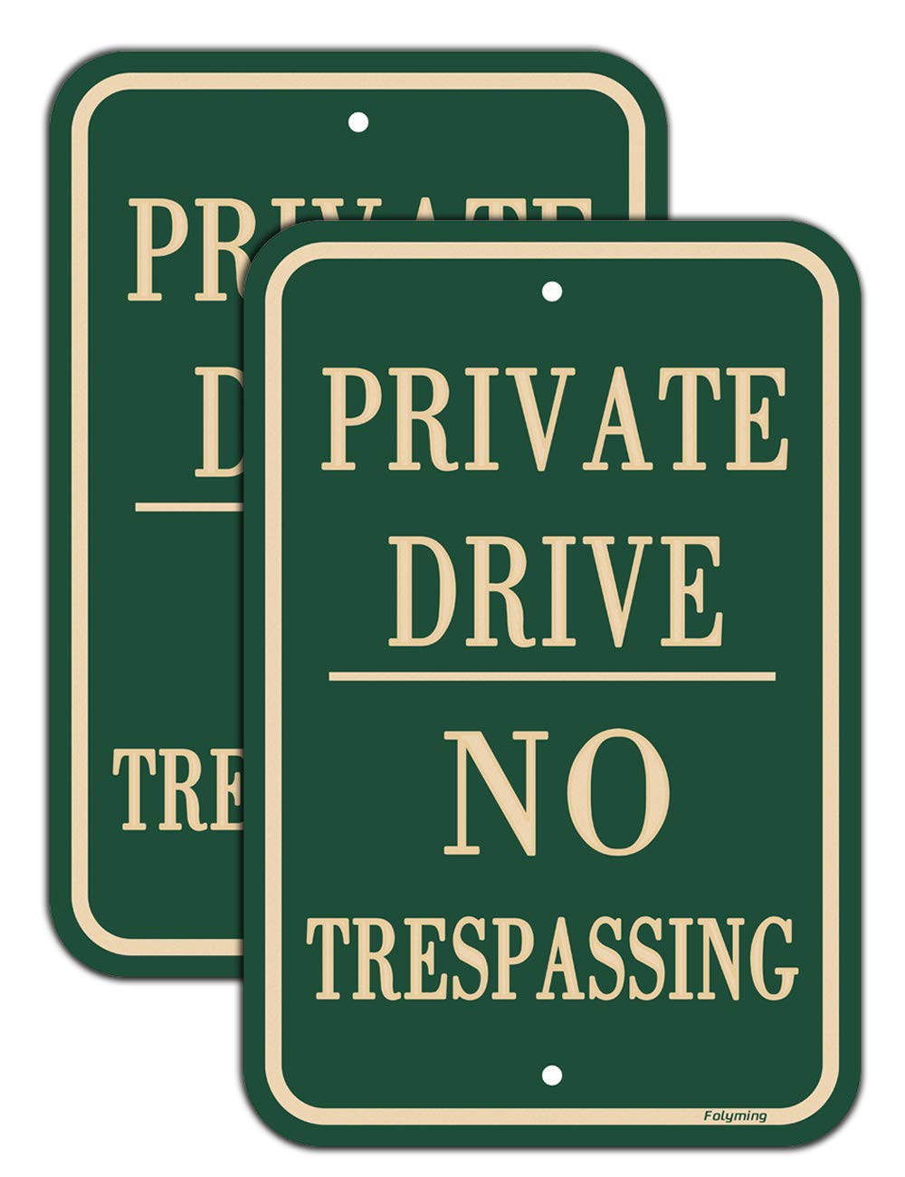 2 Pack Private Drive No Trespassing Signs 12 x 18 Inches Private Drive Sign No Trespassing Sign Metal Reflective Sturdy Rust Aluminum Weather Waterproof Durable Ink Easy to Install