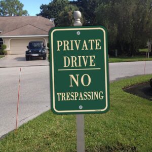 2 Pack Private Drive No Trespassing Signs 12 x 18 Inches Private Drive Sign No Trespassing Sign Metal Reflective Sturdy Rust Aluminum Weather Waterproof Durable Ink Easy to Install