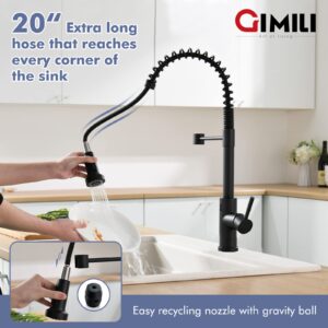 GIMILI Matte Black Touchless Kitchen Faucet Motion Sensor Kitchen Faucets with Pull Down Sprayer Single Handle Kitchen Sink Faucet