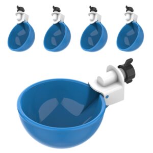 lil clucker - blue large automatic chicken waterer cups suitable for ducks, geese, turkeys, and bunny rabbit - water feeder kit - poultry waterer - pack of 5